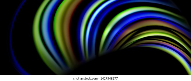 Fluid color waves with light effects, vector abstract background, modern template
