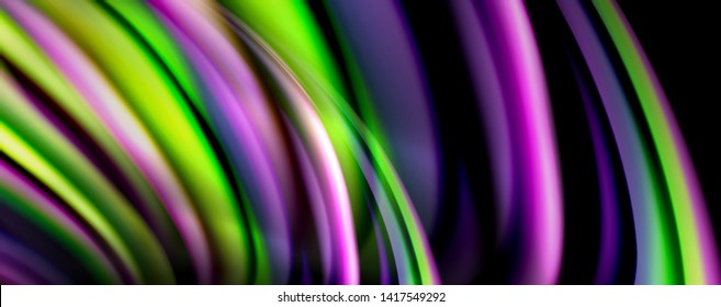 Fluid color waves with light effects, vector abstract background, modern template