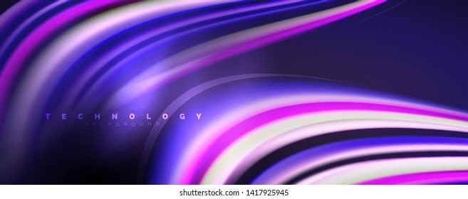 Fluid color waves with light effects, vector abstract background, modern template