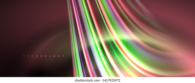 Olas de color fluido con efectos de luz, fondo abstracto vectorial, plantilla moderna