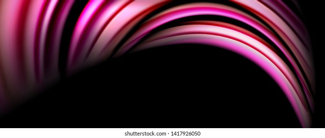 Fluid color waves with light effects, vector abstract background, modern template