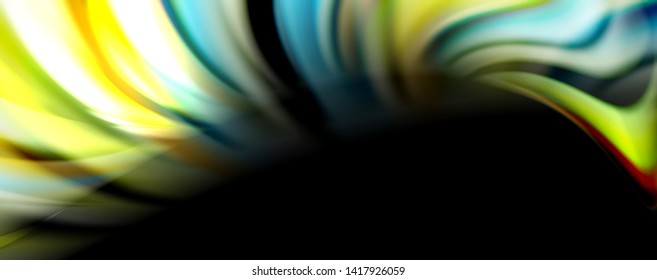 Fluid color waves with light effects, vector abstract background, modern template