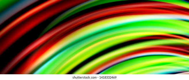 Fluid color waves with light effects, vector abstract background, modern template