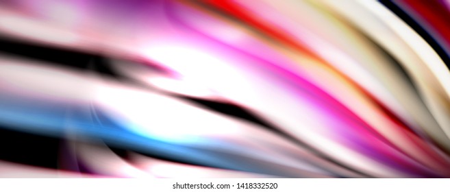 Fluid color waves with light effects, vector abstract background, modern template