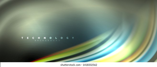 Fluid color waves with light effects, vector abstract background, modern template