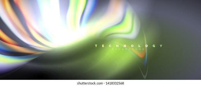 Fluid color waves with light effects, vector abstract background, modern template