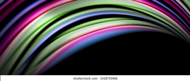 Fluid color waves with light effects, vector abstract background, modern template