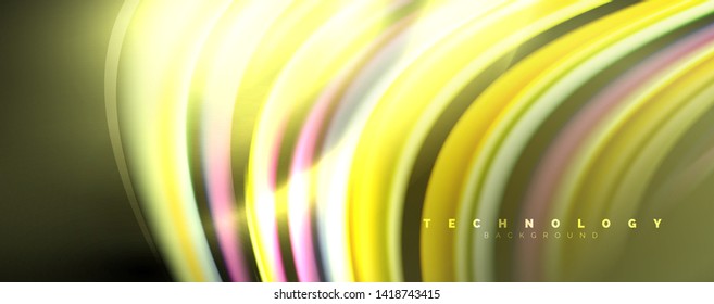 Olas de color fluido con efectos de luz, fondo abstracto vectorial, plantilla moderna