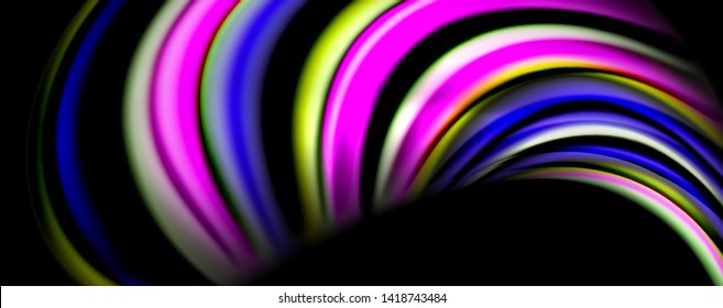 Fluid color waves with light effects, vector abstract background, modern template