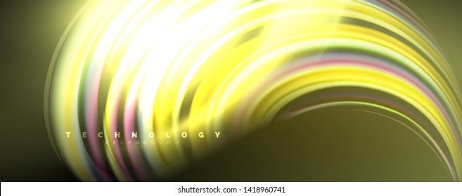 Fluid color waves with light effects, vector abstract background, modern template