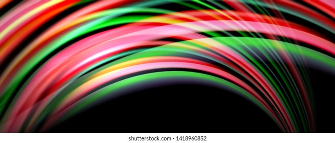 Fluid color waves with light effects, vector abstract background, modern template