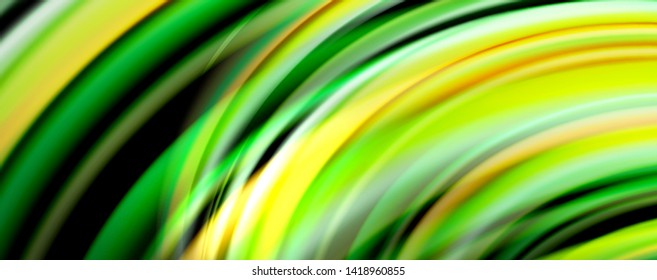 Fluid color waves with light effects, vector abstract background, modern template