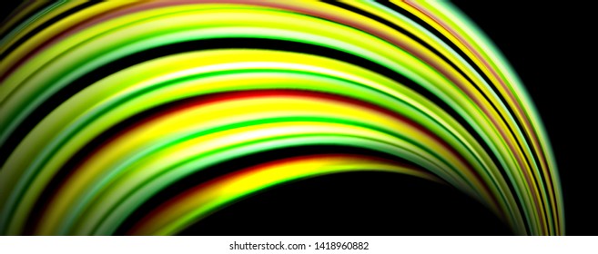 Olas de color fluido con efectos de luz, fondo abstracto vectorial, plantilla moderna