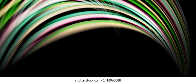 Fluid color waves with light effects, vector abstract background, modern template
