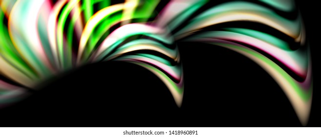 Fluid color waves with light effects, vector abstract background, modern template