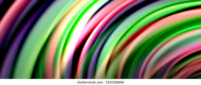 Fluid color waves with light effects, vector abstract background, modern template