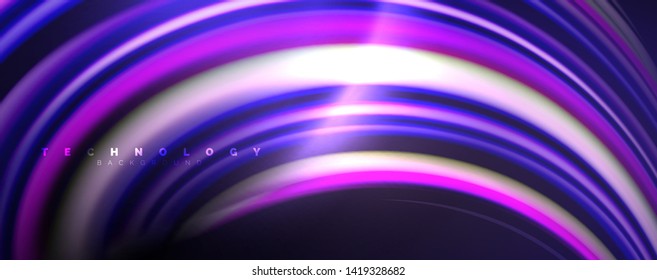 Fluid color waves with light effects, vector abstract background, modern template