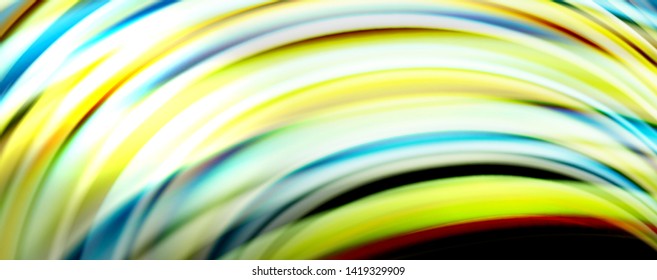Fluid color waves with light effects, vector abstract background, modern template