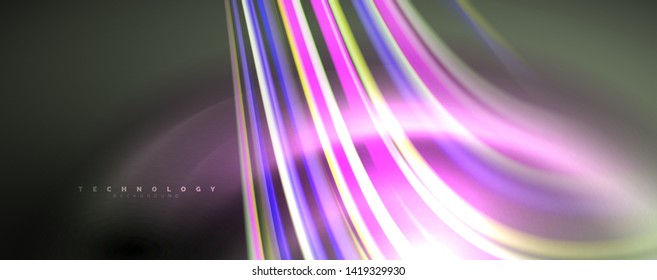 Fluid color waves with light effects, vector abstract background, modern template