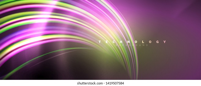 Fluid color waves with light effects, vector abstract background, modern template