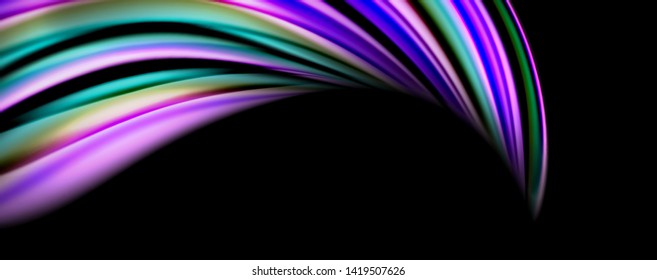 Fluid color waves with light effects, vector abstract background, modern template