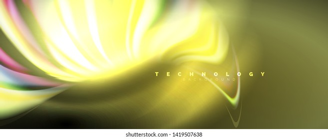 Olas de color fluido con efectos de luz, fondo abstracto vectorial, plantilla moderna