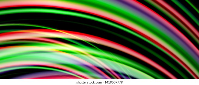 Fluid color waves with light effects, vector abstract background, modern template