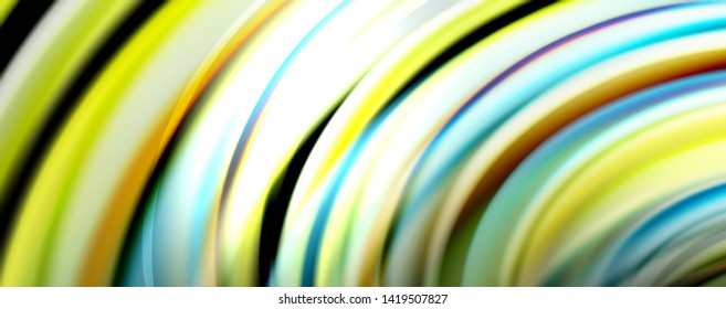 Fluid color waves with light effects, vector abstract background, modern template