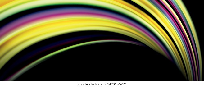 Fluid color waves with light effects, vector abstract background, modern template