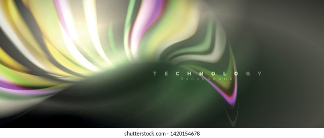 Fluid color waves with light effects, vector abstract background, modern template