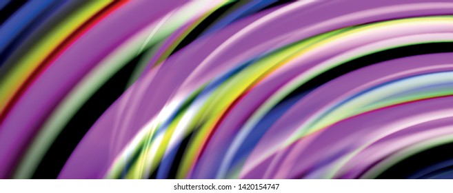 Fluid color waves with light effects, vector abstract background, modern template