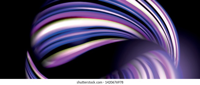 Fluid color waves with light effects, vector abstract background, modern template