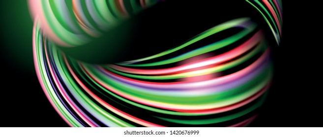Fluid color waves with light effects, vector abstract background, modern template