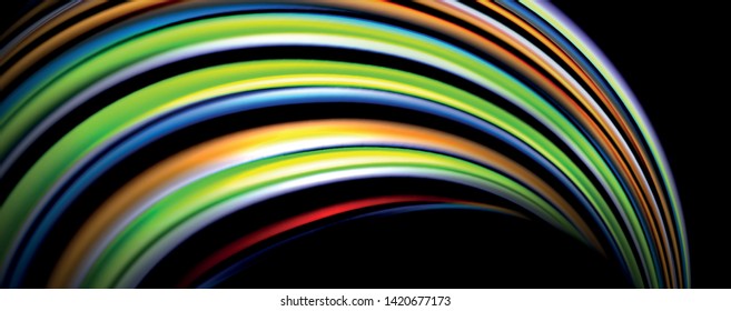 Fluid color waves with light effects, vector abstract background, modern template