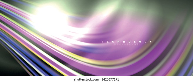 Fluid color waves with light effects, vector abstract background, modern template