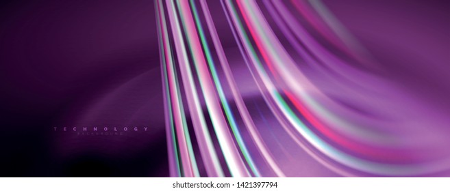 Fluid color waves with light effects, vector abstract background, modern template
