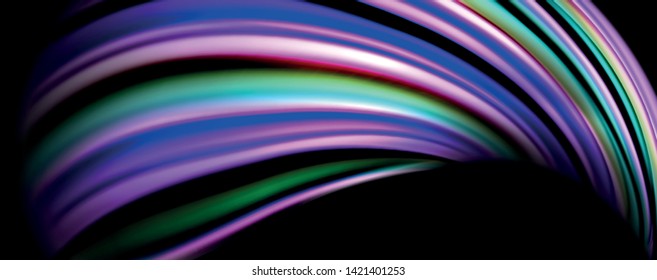 Fluid color waves with light effects, vector abstract background, modern template