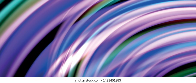 Fluid color waves with light effects, vector abstract background, modern template
