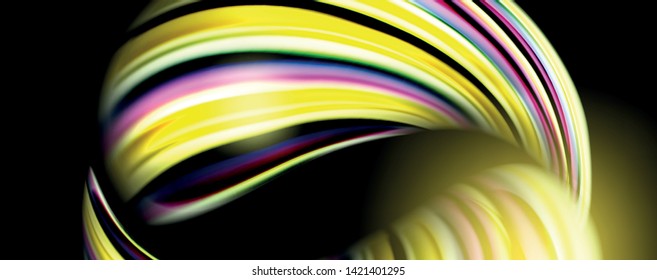 Fluid color waves with light effects, vector abstract background, modern template