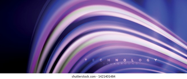 Ondas de cor fluida com efeitos de luz, fundo abstrato vetorial, modelo moderno