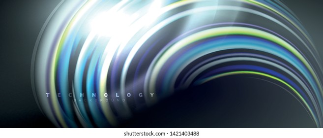 Fluid color waves with light effects, vector abstract background, modern template