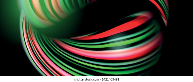 Fluid color waves with light effects, vector abstract background, modern template