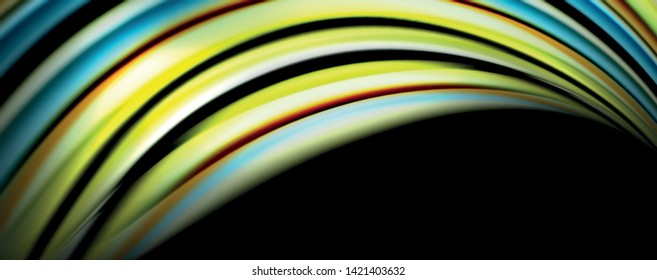 Fluid color waves with light effects, vector abstract background, modern template