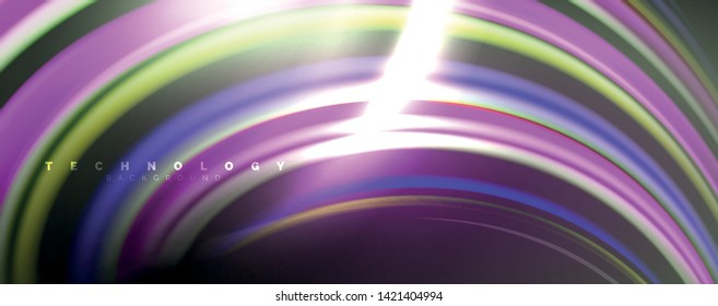 Fluid color waves with light effects, vector abstract background, modern template