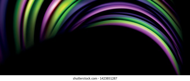 Olas de color fluido con efectos de luz, fondo abstracto vectorial, plantilla moderna