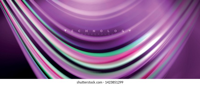 Fluid color waves with light effects, vector abstract background, modern template