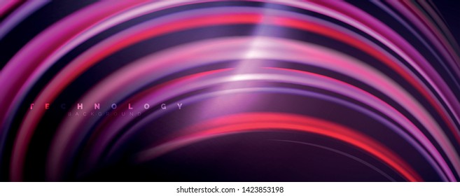 Fluid color waves with light effects, vector abstract background, modern template