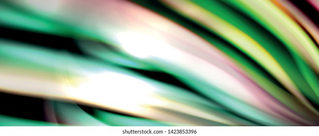 Fluid color waves with light effects, vector abstract background, modern template