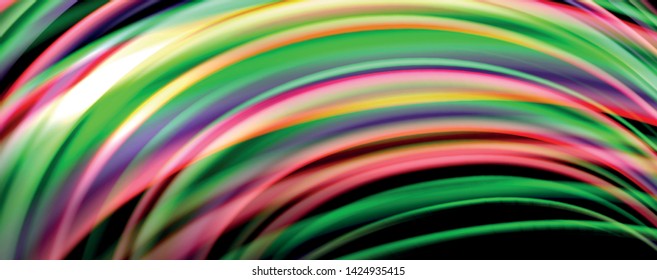 Fluid color waves with light effects, vector abstract background, modern template