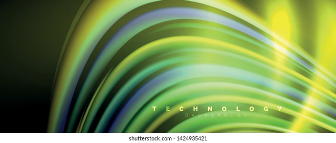 Fluid color waves with light effects, vector abstract background, modern template